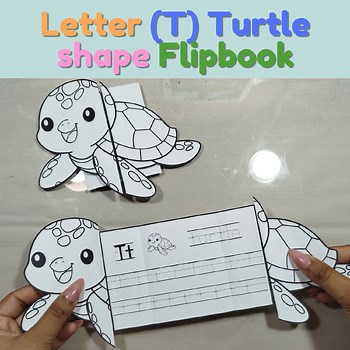 Letter (T) craft/activity Turtle shape flipbook for kindergarten and preschool