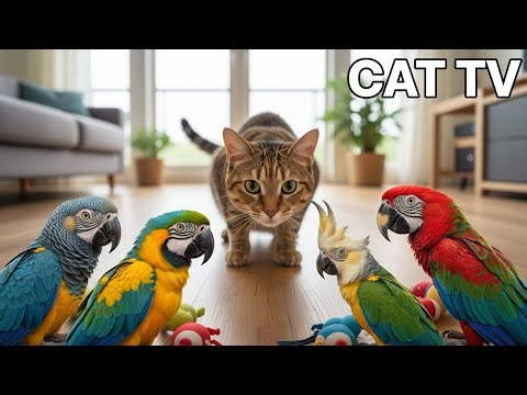 CAT TV - Colorful Parrot and Tropical Birds for Cats - Videos for Cats