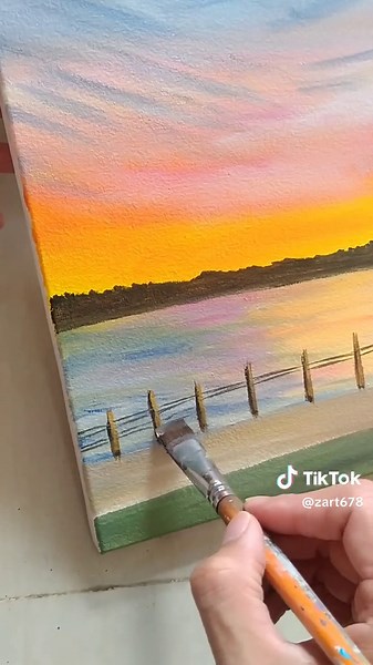 Belajar Melukis Sunset dengan Cat Akrilik untuk Pemula