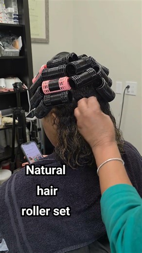 A classic roller set on natural hair 😍 ✨️ #subscribe #hair #rollerset