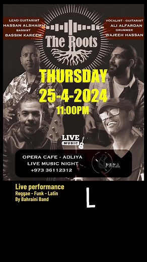 Live Reggae, Funk, and Latin Performance by The Roots Band in Opera Cafe Adliya