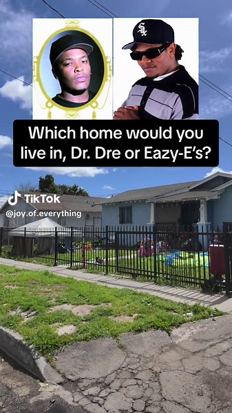 Today we visit Dr. Dre & Eazy-E’s childhood homes in Compton California. Both are now historic landmarks. Which house would you rather live in? #drdre #eazye #childhoodhome #compton #gangstarap #hiphoplegends #