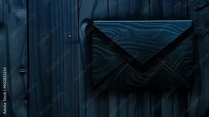 Dark moody of a black envelope on a textured wooden background. Perfect for messages, mysteries, and secret communications.