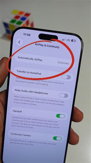 Smart & Easy on Instagram: "STOP USING THIS IPHONE SETTING 🚫 turn off automatic airplay to protect your privacy. check it now and comment wow 👀"