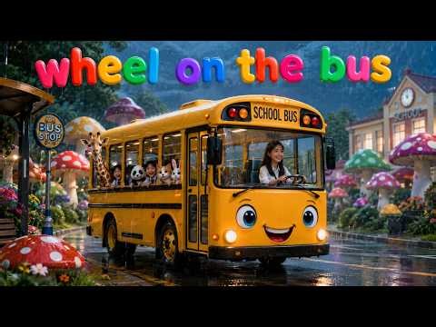 Wheels on the School Bus! Rainy Day Nursery Rhymes | Bus Adventure Song for kids