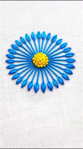 Easy Flower Embroidery Design for Beginners | Beautiful Hand Embroidery | Mokshi_Designs 🧵💙💛