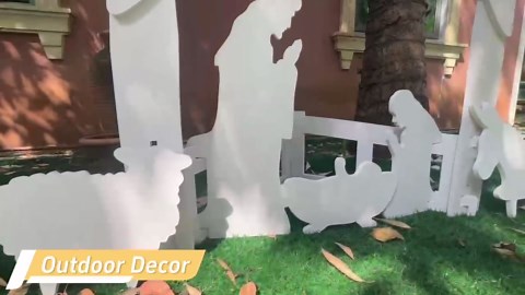 All-Weather 4ft Outdoor Nativity Scene, Waterproof, Weather-Resistant Decor, Christmas Holy Decor Family Yard Nativity Set, Easy to Assemble & Store PVC - White