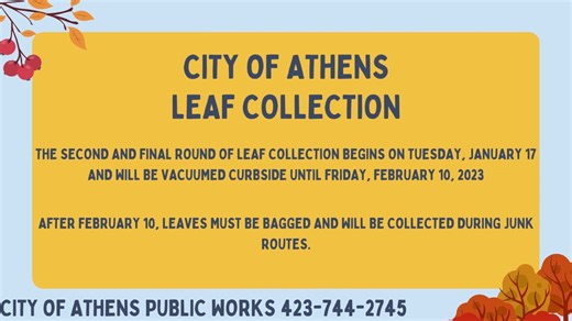 Check the interactive leaf collection map below! https://athenstn.gov/residents/city_maps.php | City of Athens, Tennessee | Facebook