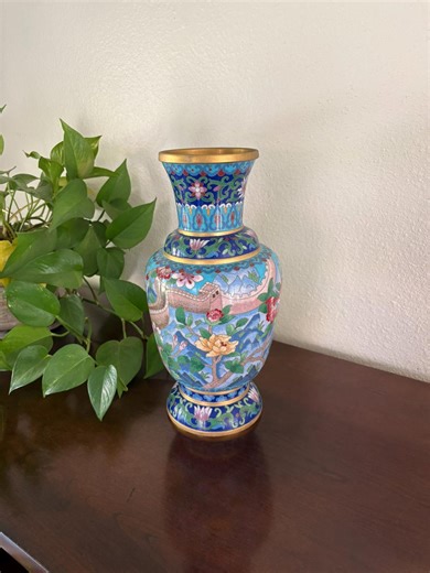 Vintage Chinese Cloisonne Vase - Etsy