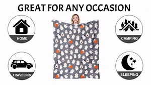 Jekeno Ghost Gifts Blanket for Women Girls Mom Birthday Mother's Day Halloween Christmas Cute Ghost Print Present Decor Home Bedroom Living Room Sofa Couch Soft Cozy Plush Throw for Kids Adult 50"x60"