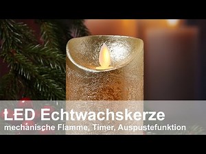 MARELIDA LED Echtwachskerze, bewegte Flamme, Timer, Auspustefunktion
