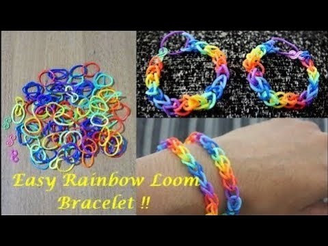 How to make Rainbow Loom Bracelet (Without Any Tools) ~ Easy Rubber Band Bracelet DIY ~ Instructions