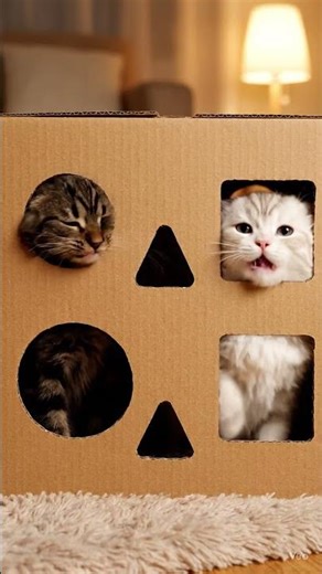 5 Playful Cats Peek Out of a Cardboard Box 🐾 Funny & Cute Cat Short Video