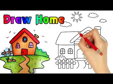วาดรูปบ้าน วาดการ์ตูนบ้าน และระบายสี |สอนวาดบ้านสวยๆ| How to draw House สอนวาดรูปบ้าน( สำหรับเด็ก )