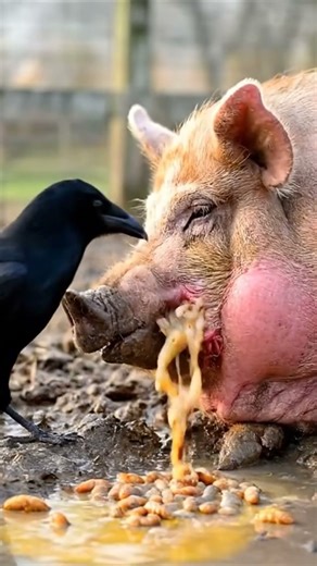 🤢 Giant Farm Pig's Abscess EXPLODES by a Crow! | #UltimateHorror #FarmLife #Parasite #ViralShorts