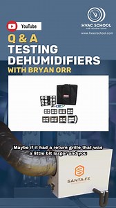 1.8K views · 14 reactions | In this Q&A video, Bryan explains how to test a dehumidifier's performance using key metrics like dew point delta and grains of moisture. Plus, you’ll find tips on using psychrometric charts and choosing the right tools. Watch now here: https://buff.ly/3ACQdeq #HVAC #HVACR #HVACSchool #HVACTechs #HVACTechnicians #HVACTraining #HVACTips #Dehumidifiers #Dehumidification #Dehumidifier #HVACTesting #HVACEfficiency | HVAC School | Facebook