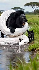 55K views · 1K reactions |  Albino Python Ambushes Black Lion, But Tribal Warrior Rescues Black Lion | Rainbow after the storm | Facebook