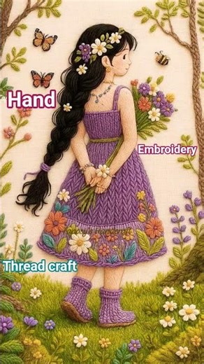 🧵Anchor thread Embroidery design//Easy Hand Embroidery #shortsfeed #trendingsong #embroiderydesign🧵🪡