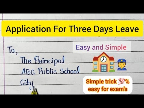 Application for 3 Days Leave | Easy Format for School Students