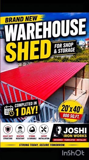 20×40 Warehouse Tin Shed | 800 Sq.Ft. Shed Installed in 1 Day 🔥 | Joshi Iron Works