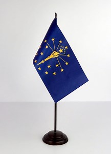Indiana Desk Flag With Wooden Base – Mini Indiana State Flag, Handmade Table Decor, Natural Wood Stand, Durable Fabric - Etsy