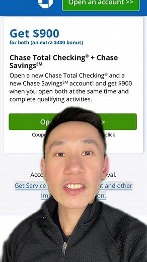 Chase New Customer Checking/Savings $900 Bonus #bank #bonus #cash #finance #tax #money #getpaid #moneytok