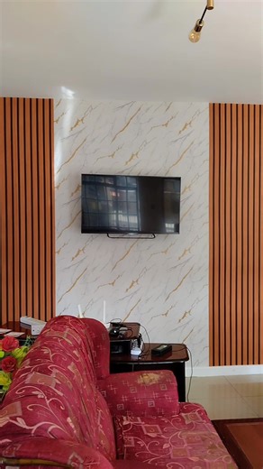 Sitting Room Revamp with Fluted Marble Wallpaper Designs