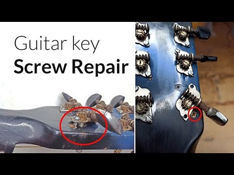 how to tighten tuning pegs on acoustic guitar | Repair Guitar tuning key when screw gets free