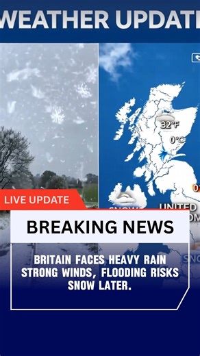 The Met Office has issued yellow weather warnings across parts of Britain, forecasting heavy rain, strong winds up to 65 mph, and possible flooding. Travel disruption is expected, with colder conditions bringing snow to some areas later this week. #fblifestyles | Tag Knowledge