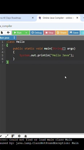 JAVA start again DAY First in java hello java program #viral #coding#short #shorts #viral