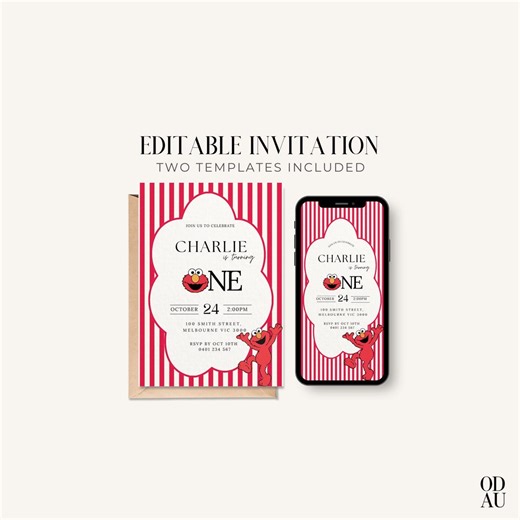 Elmo 1st Birthday Invitation, Sesame Street Party (digital Invite) - Etsy