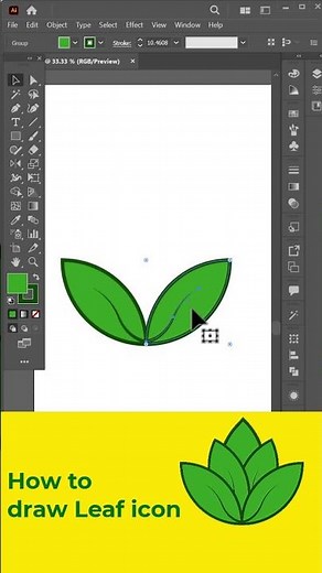 How to make Leaf icon in adobe Illustrator🍃