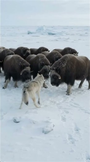 Musk Oxen Surrounded by Arctic Wolves | Herd Holds the Line #shorts #arcticwildlife #wildlife