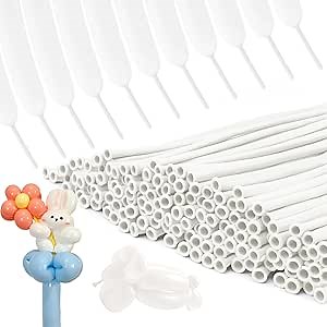 260 Balloons, 100Pcs Long Balloons, Long White Balloon, Long Balloons for Balloon Animals, Twisting Balloons, Latex Twisting Balloons, Birthday Weddings Halloween Christmas Party Decorations