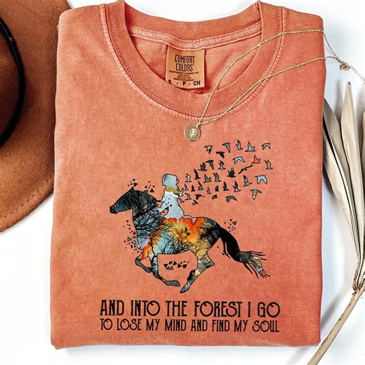 Equestrian T-shirt: Horse Rider Forest Graphic Tee - Etsy