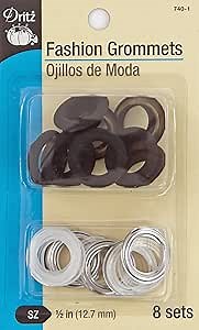 Dritz 740-1 Fashion Grommets, Black, 1/2-Inch 8-Sets