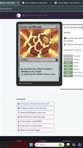 Key Arena Anthologies Cards in Brawl | Pyrite Spellbomb | #mtgbrawl #commander