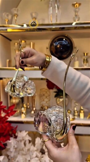 Luxury Crystal Serving Spoon Set with Gold Stand | Elegant Table Decor | Modern Aura