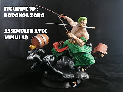 Tuto : Meshlab - Assemblage logiciel des pièces - One Piece Figurine Roronoa Zoro 3D printed