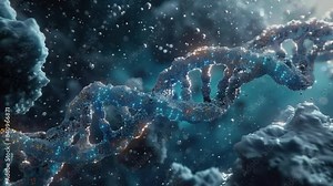 Blue DNA molecule. science and technology x ray of DNA. Abstract digital rotating DNA molecule on futuristic background. Abstract blue colored shiny DNA. 3d render of DNA structure. 4K Videos