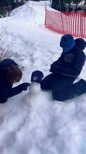 We made a mini snowman ⛄️🇨🇦 #shortsfeed #travel #travelvlog #canada #snow