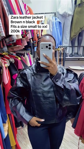 Zara Leather Bomber Jacket - Brown & Black