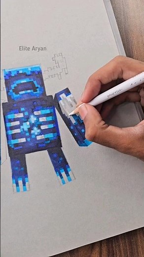 Minecraft Warden Drawing : tutorial #shorts