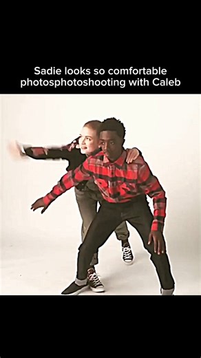 Sadie sink and Caleb McLaughlin photoshoot Sadie looks comfortable #strangerthings