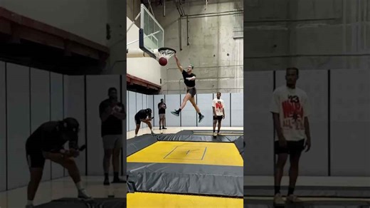 Insane triple between the legs dunk!