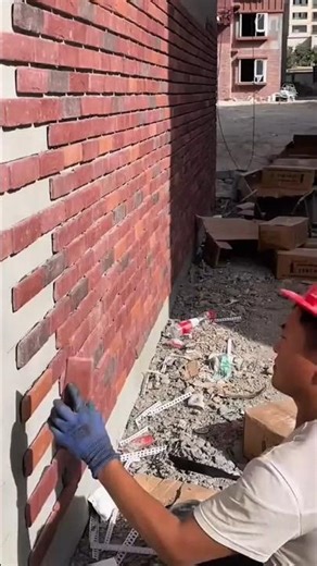 Installing Brick Veneer: Laying Thin Red Tiles on the Exterior Wall