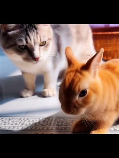 Cat vs Bunny #pets #rabbit #cat #funny