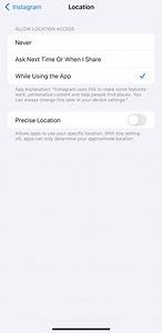 7.2K views · 66 reactions |  iPhone users—After the new IOS update, people can now find your exact location on Instagram. For example, if you put “Chicago” it will show exact location vs general location. Go to settings>Instagram>location and turn “precise location” off. Stalkers and criminals can capitalize off this info. | Ali Bradley | Facebook