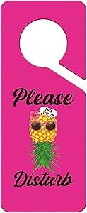 Pink Upside Down Pineapple Front Door Sign - Double Sided Please Disturb Door Hanger Signs - Funny Wedding Gifts for Couples - Bedroom & Living Room Home Decor