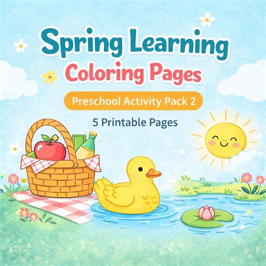 Spring Picnic Pond Coloring Pages – Preschool Activity Pack 2 (digital Download) - Etsy
